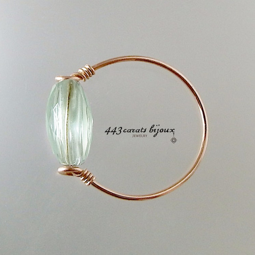 グリーンアメジストの14Kgfキャンディリング - ゴールドフィルド, 一粒