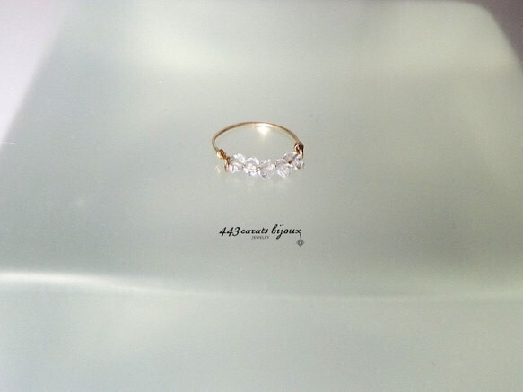 ハーキマーダイヤモンドの14Kgfリング 3枚目の画像