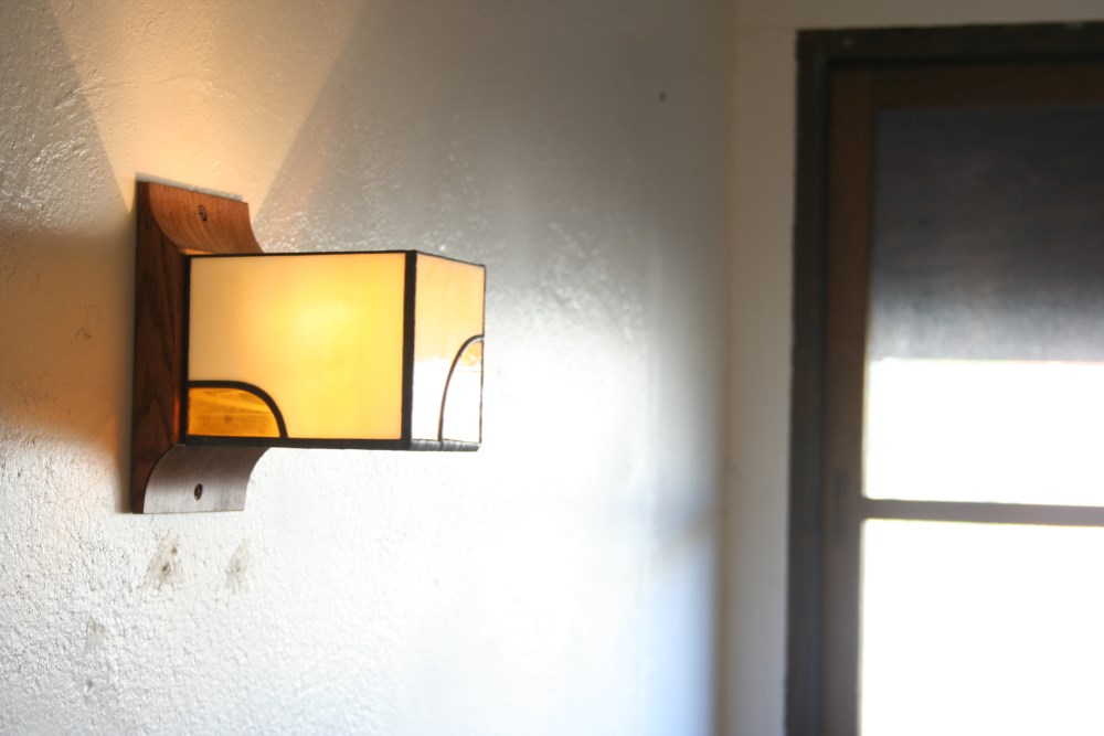 LEDﾌﾞﾗｹｯﾄ照明　ombra ｵﾚﾝｼﾞ　ｽﾃﾝﾄﾞｸﾞﾗｽ