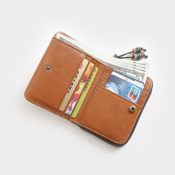 本革 小さな財布 二つ折り コインケース　■ブラウン 5枚目の画像