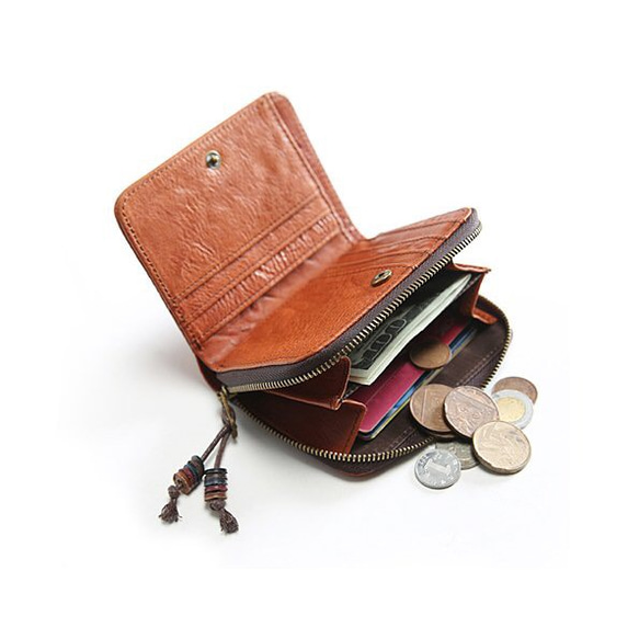 本革 小さな財布 二つ折り コインケース　■ブラウン 9枚目の画像
