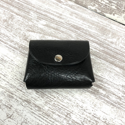 便利なコンパクト財布　本革　ブラック　小さい財布 プレゼント 贈り物に 2枚目の画像