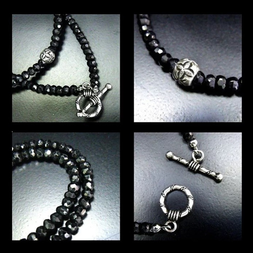 デザイン☆クロスパーツ ブラックスピネル ネックレス メンズ