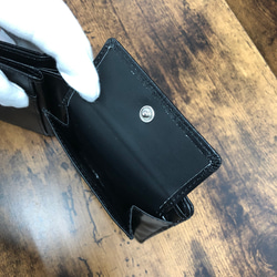二つ折り財布　リサイクルレザー　ミニサイフ【ブラック】 5枚目の画像