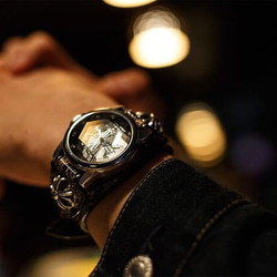 腕時計本革レザーブレスウォッチ蛇革時計レザーベルト 3枚目の画像