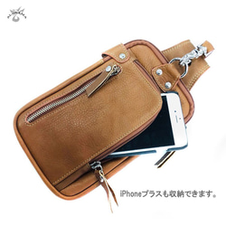 メンズBAG　本革 レザー ヒップバッグ ブラック 3枚目の画像