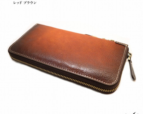 メンズ長財布 レッドブラウン 値下げ9800円を6900円 本革 アンティーク