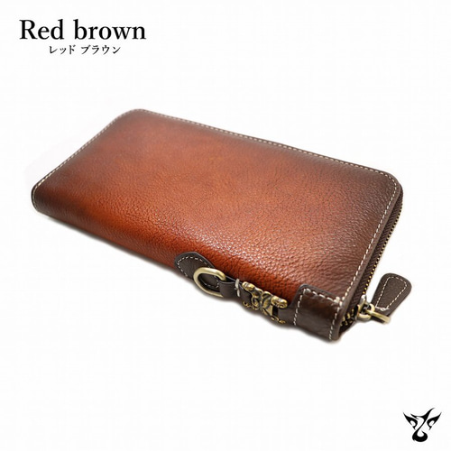 メンズ長財布 レッドブラウン 値下げ9800円を6900円 本革 アンティーク