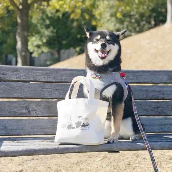 柴犬柄のランチトートバッグ/お散歩バッグ 1枚目の画像