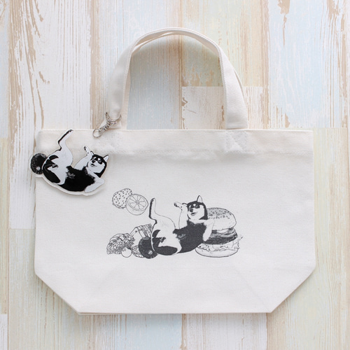 柴犬柄のランチトートバッグ/お散歩バッグ トートバッグ 銀くま 通販  