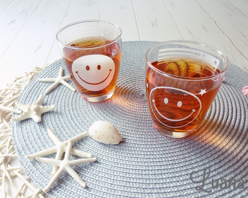 再販7】《SET》Smileスマイル＊ニコちゃんマークグラス マグカップ 銀