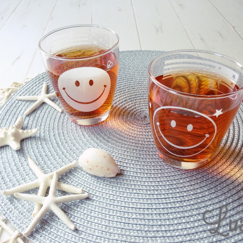 再販7】《SET》Smileスマイル＊ニコちゃんマークグラス マグカップ 銀