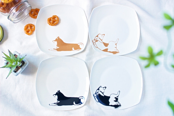 柴犬】スクエア型ケーキプレート 中皿 銀くま 通販 5439392｜Creema