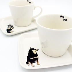 [柴犬] 黑柴咖啡廳套裝&lt;馬克杯和盤子&gt; 第1張的照片