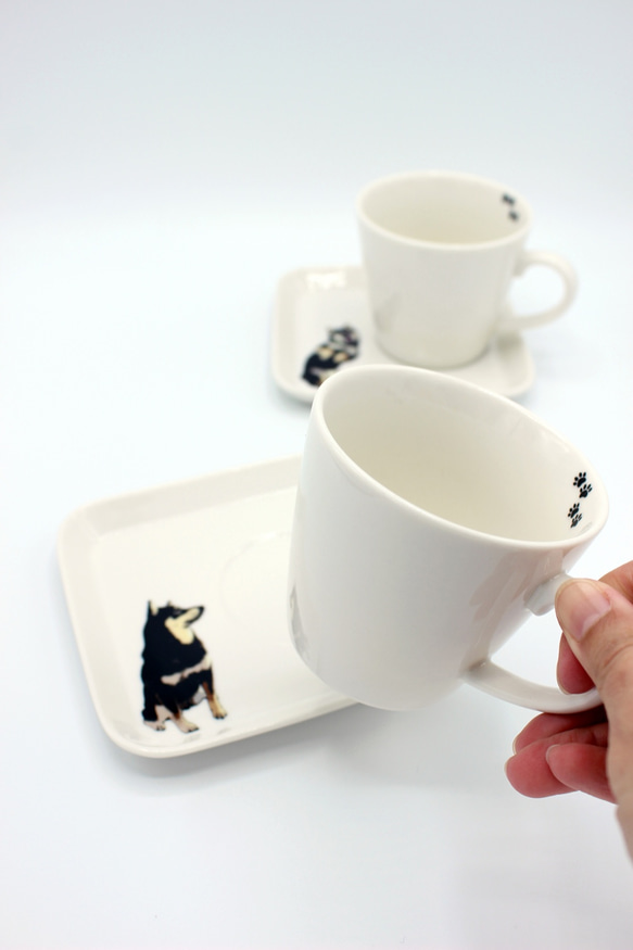 [柴犬] 黑柴咖啡廳套裝&lt;馬克杯和盤子&gt; 第4張的照片