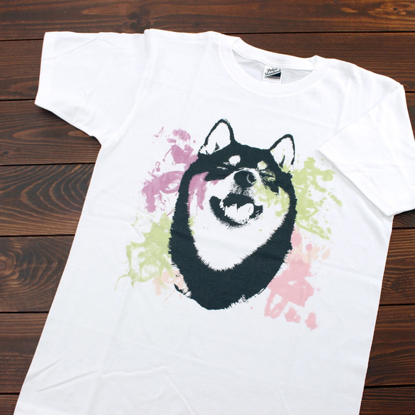 【かわいい】水彩アートな柴犬半袖Tシャツ＜男女兼用Sサイズ＞ 3枚目の画像