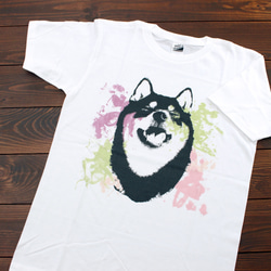 【かわいい】水彩アートな柴犬半袖Tシャツ＜男女兼用Lサイズ＞ 5枚目の画像