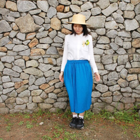 ＜ご予約分専用＞海色のスカート｛POCKET COLOR FLARE SKIRT｝ 5枚目の画像