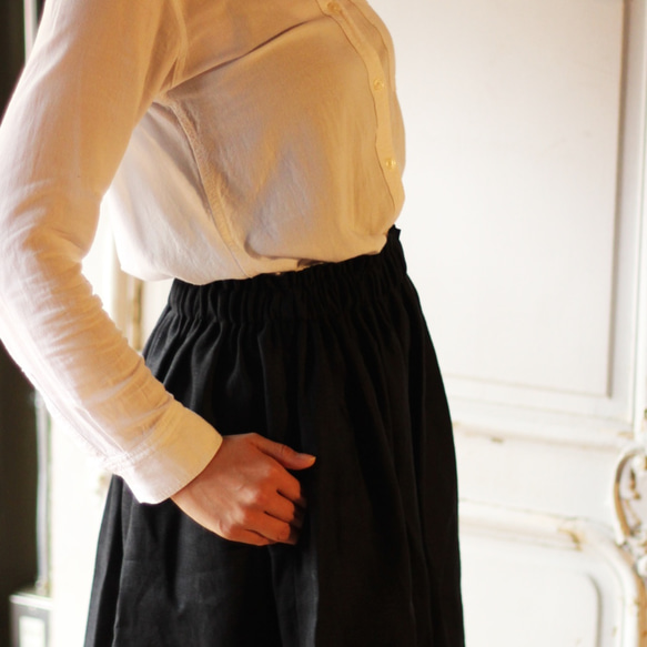 ｛Pocket color long skirt｝ブラック×ブラック 3枚目の画像