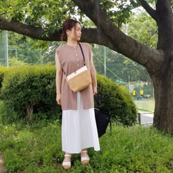 【特集掲載】送料無料！帆布サコッシュ(ｱｸﾘﾙｼｮﾙﾀﾞｰ15㍉)☆キナリ×ミルクティ 4枚目の画像