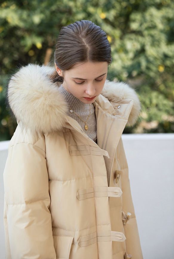 エレガント 高品質のロングダウンコート ベージュ コート REMiL 通販