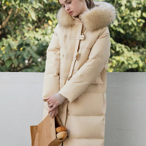 エレガント 高品質のロングダウンコート ベージュ コート REMiL 通販