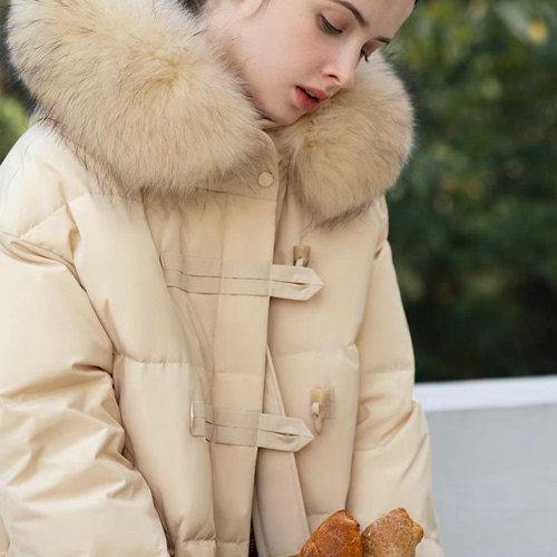 エレガント 高品質のロングダウンコート ベージュ コート REMiL 通販