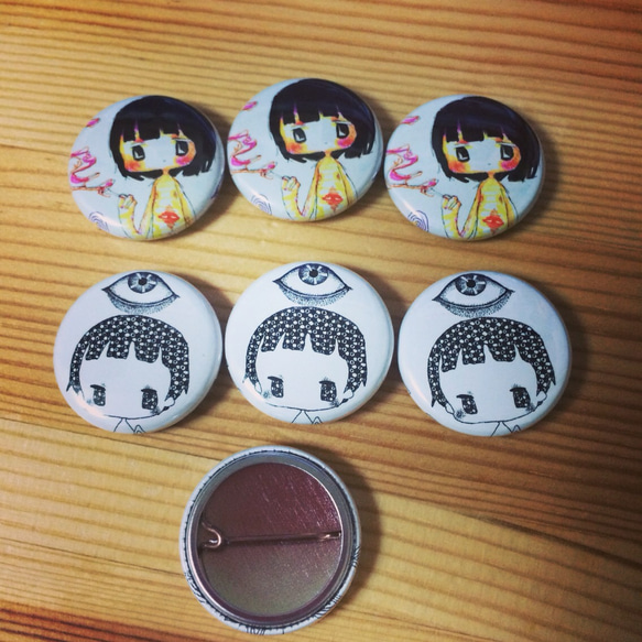 女の子缶バッジ2個セット(2.5cm) その他雑貨 あおき はかせ 通販