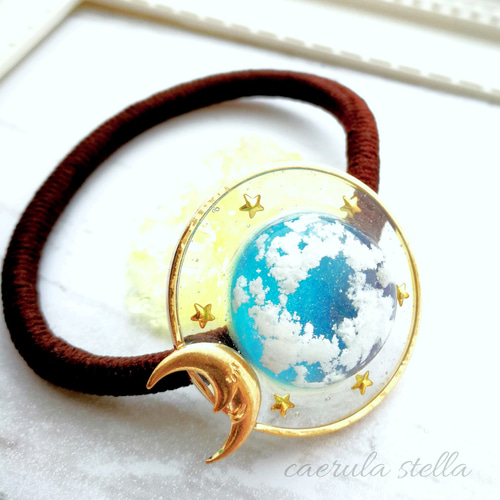 受注【 惑星スカイのヘアゴム】 レジン レジンアクセサリー 宇宙