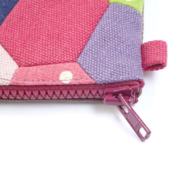 かめの甲羅デザインカラフル帆布パスケース　ぽっけ紫 3枚目の画像