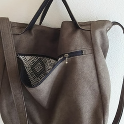 khaki 2wayショルダーtote 4枚目の画像