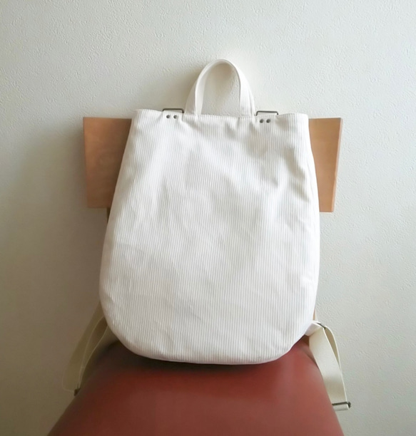 限定ivoryコーデュロイ リュックtote：右ファスナー 2枚目の画像