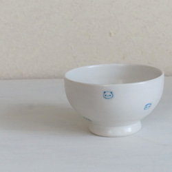 パンダ茶碗ー水色水玉 1枚目の画像
