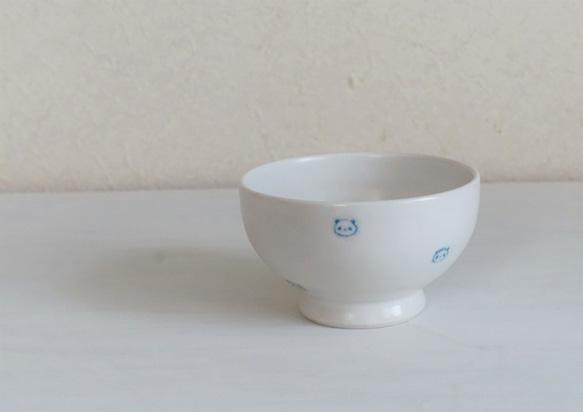 パンダ茶碗ー水色水玉 1枚目の画像