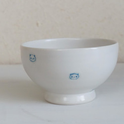 パンダ茶碗ー水色水玉 2枚目の画像