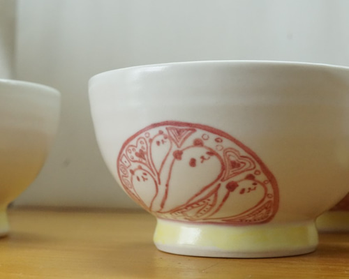 パンダ絵柄の陶器製茶碗 茶器/茶道具 抹茶茶碗】 色絵茶碗 パンダ 八木海峰作 今屋