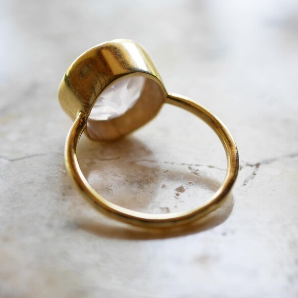 10月誕生石◇ローズクォーツのラウンドリング◇Gold