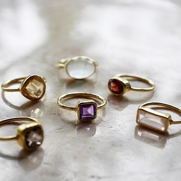 10月誕生石◇ローズクォーツのラウンドリング◇Gold