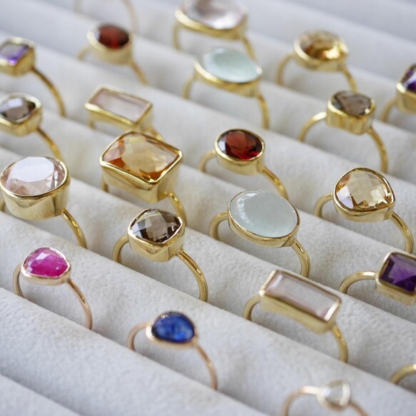 10月誕生石◇ローズクォーツのラウンドリング◇Gold