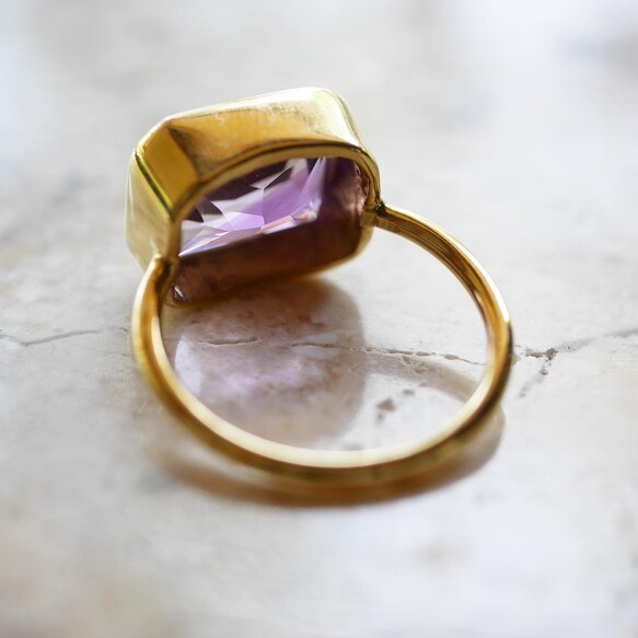 紫水晶方形戒指 ◇ 金 第3張的照片