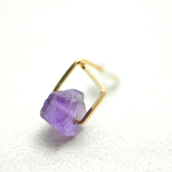 紫水晶粗搖滾耳環（一隻耳朵）♥K14GF 第1張的照片