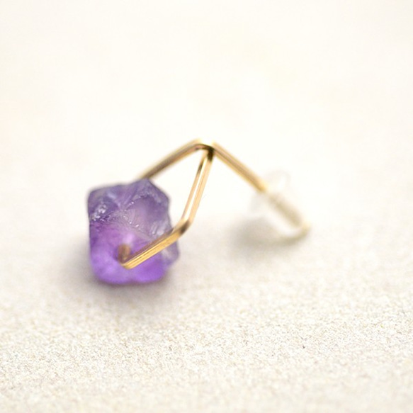 紫水晶粗搖滾耳環（一隻耳朵）♥K14GF 第3張的照片