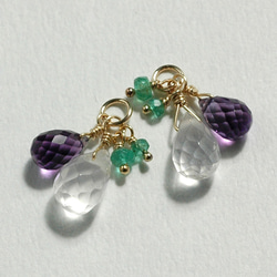 玫瑰石英和紫水晶的垂墜耳環墜子 第1張的照片