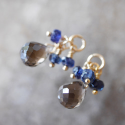 煙晶和藍寶石耳環吊飾 ♡ K14GF 第2張的照片