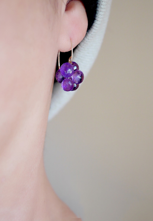 紫水晶肚皮耳環♡ K14GF 第3張的照片