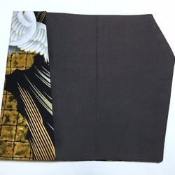 ◆金波と優美な鶴の袱紗◆Konabay Fabrics.　黒 3枚目の画像