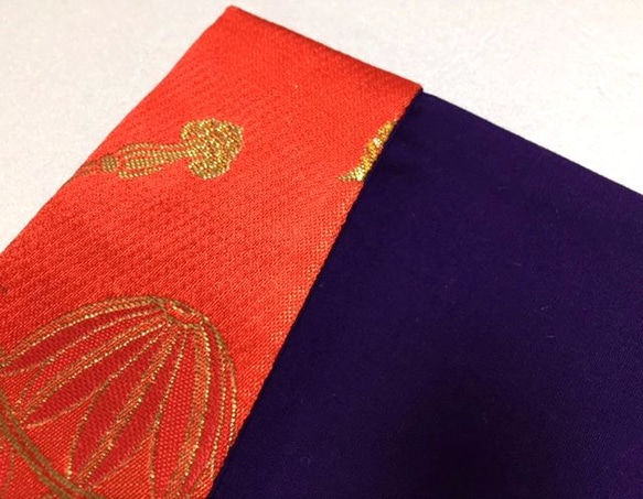 ◆完成品◆豪華6色糸金襴生地袱紗◆赤系　毬と糸巻き 2枚目の画像