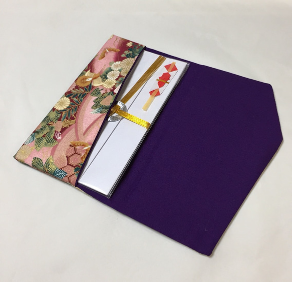 ◆最終◆Konabay Fabrics.菊と蝶の優雅な袱紗  ピンク ハード 2枚目の画像