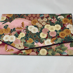 ◆最終◆Konabay Fabrics.菊と蝶の優雅な袱紗  ピンク ハード 4枚目の画像