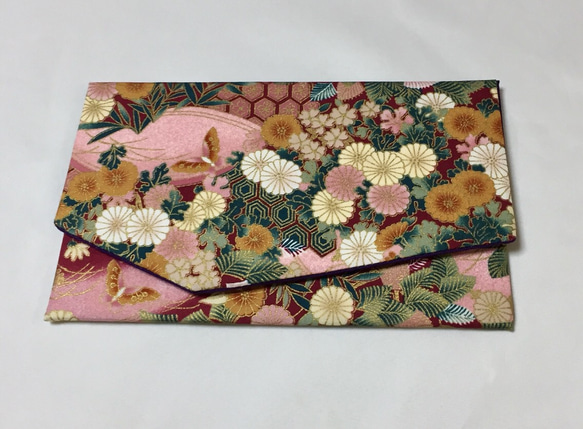 ◆最終◆Konabay Fabrics.菊と蝶の優雅な袱紗  ピンク ハード 4枚目の画像